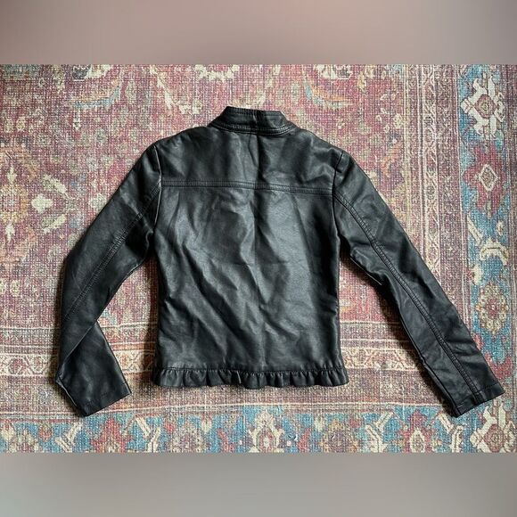 Girls Me Jane size 7 Black Faux Leather Moto Jacket - Picture 6 of 9